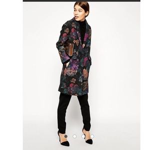 ASOS floral print coat boiled wool